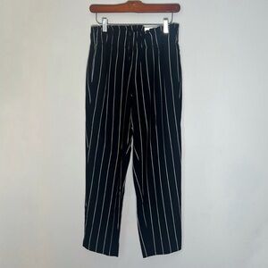 Ann Taylor Black and White Striped Paper Bag Waist Ankle Length Pants NWT